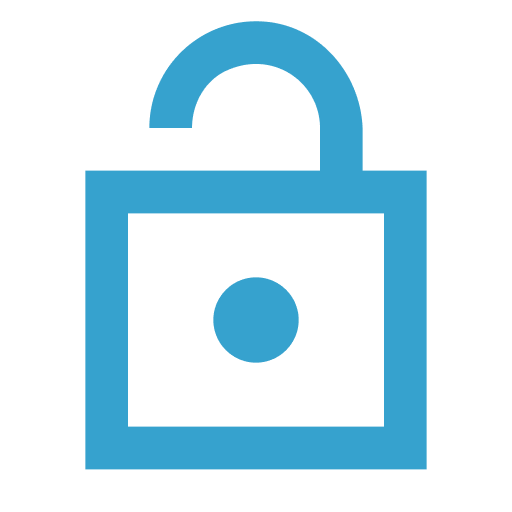 Blue unlocked padlock icon