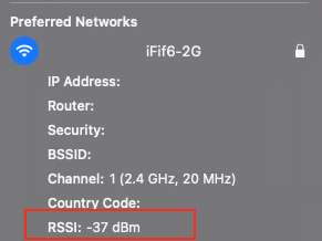 Strength of an available Wi-Fi network displayed on macOS
