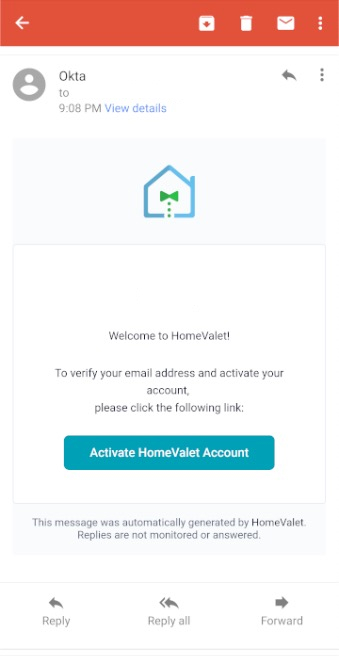 Account activation email