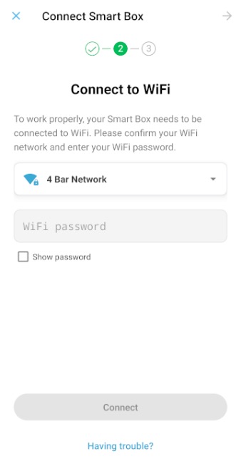 Wifi network log in screen