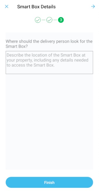 Smart Box location description screen