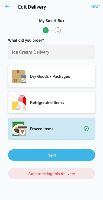 Edit the contents of a delivery or choose to stop tracking the order on the Edit a Delivery screen