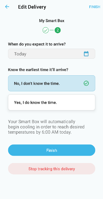 Edit the arrival time for a delivery or stop tracking the order on the Edit a Delivery screen
