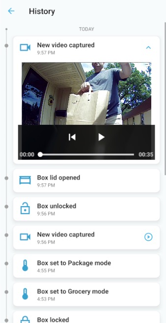 Smart Box event screen with video expanded